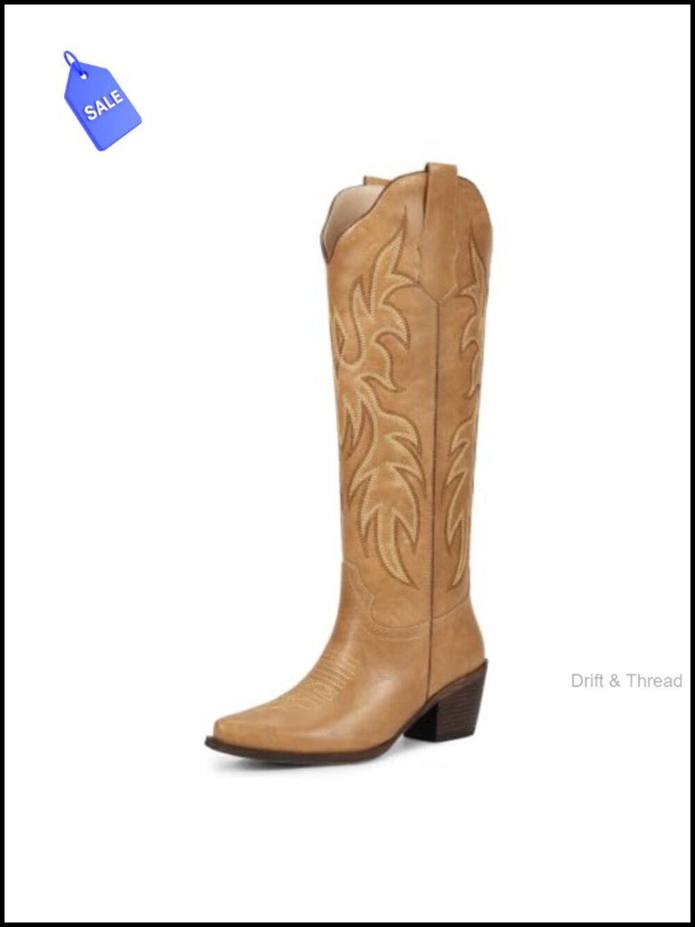 Women's Knee High Western Cowboy Boots Faux Leather Block Heel